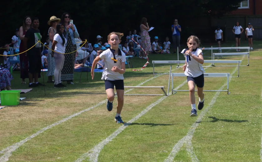 Junior girls sprinting
