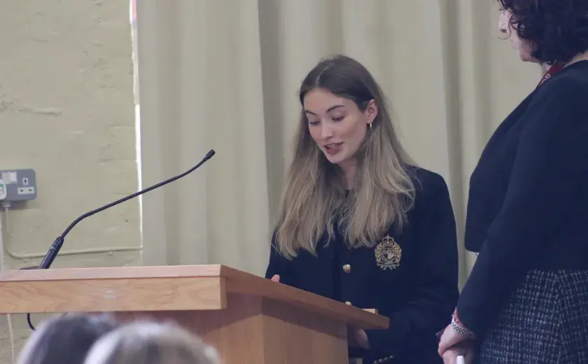 Head Girl Alexa Byrne giving Vote of Thanks