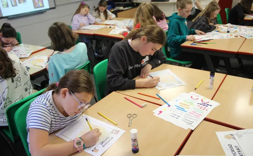 Year 5 and 6 pupils drawing