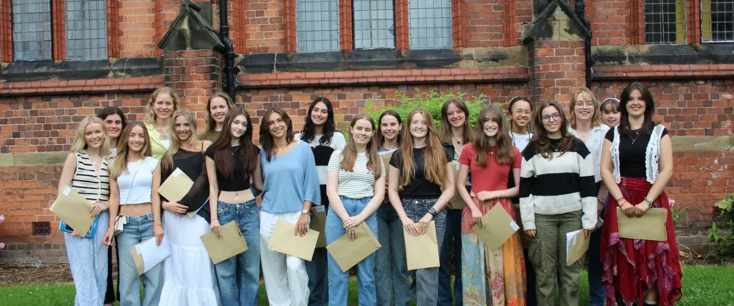 A group of Queen's A-level students delighted with their results