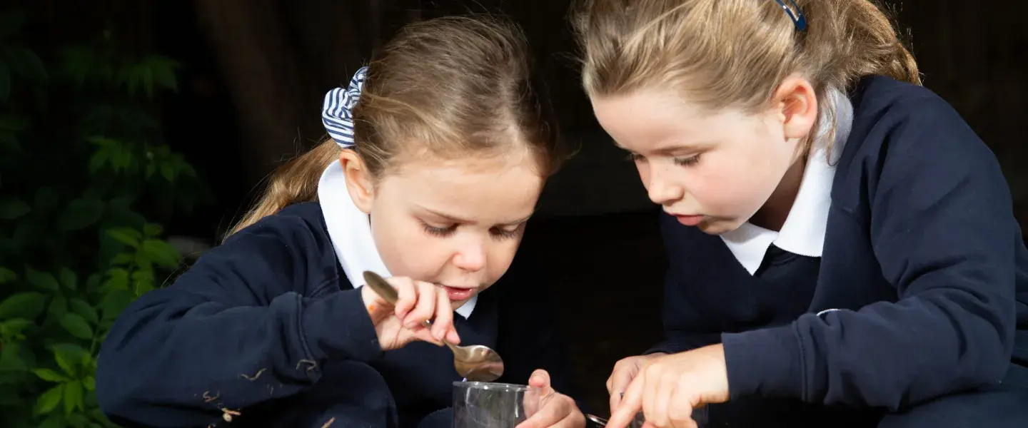 Girls looking for bugs